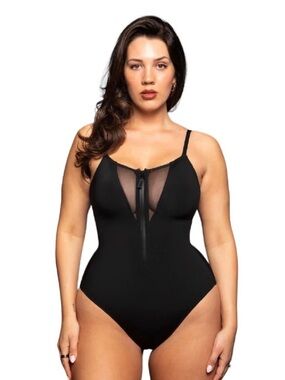 TA3 Brand NEW ZIPPY Black Swimsuit One Piece Size L